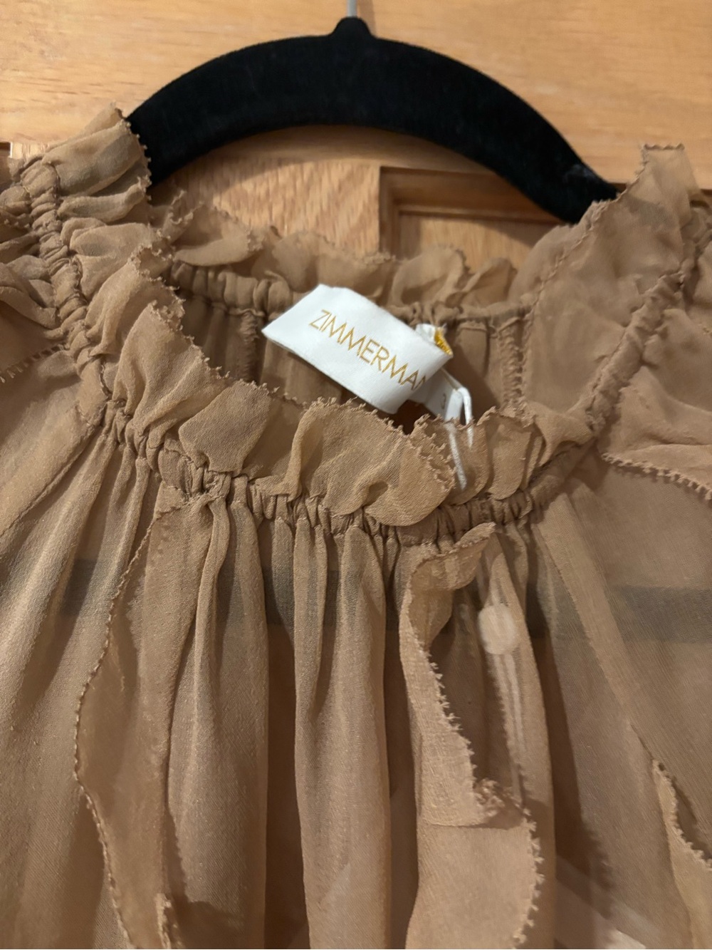 NEW ZIMMERMANN tranquility billow midi dress in tan Size 3 - Picture 10 of 16